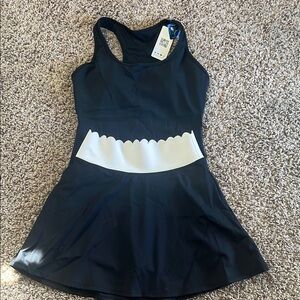 Black and White Athletic Tank and Skirt Set